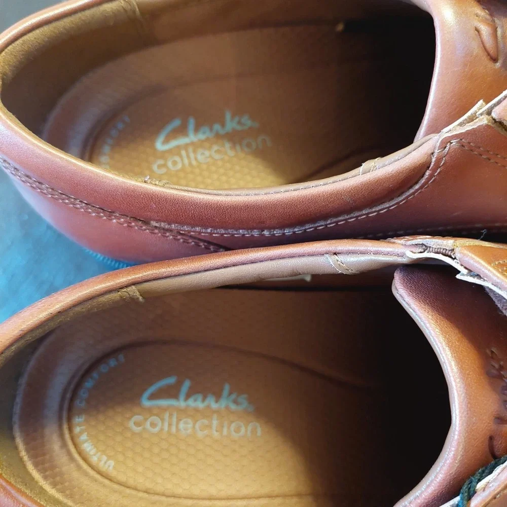 Clarks Men's Stedwell Cap Toe Lace-Up Oxford Dark Tan Leather Size 11M NEW!